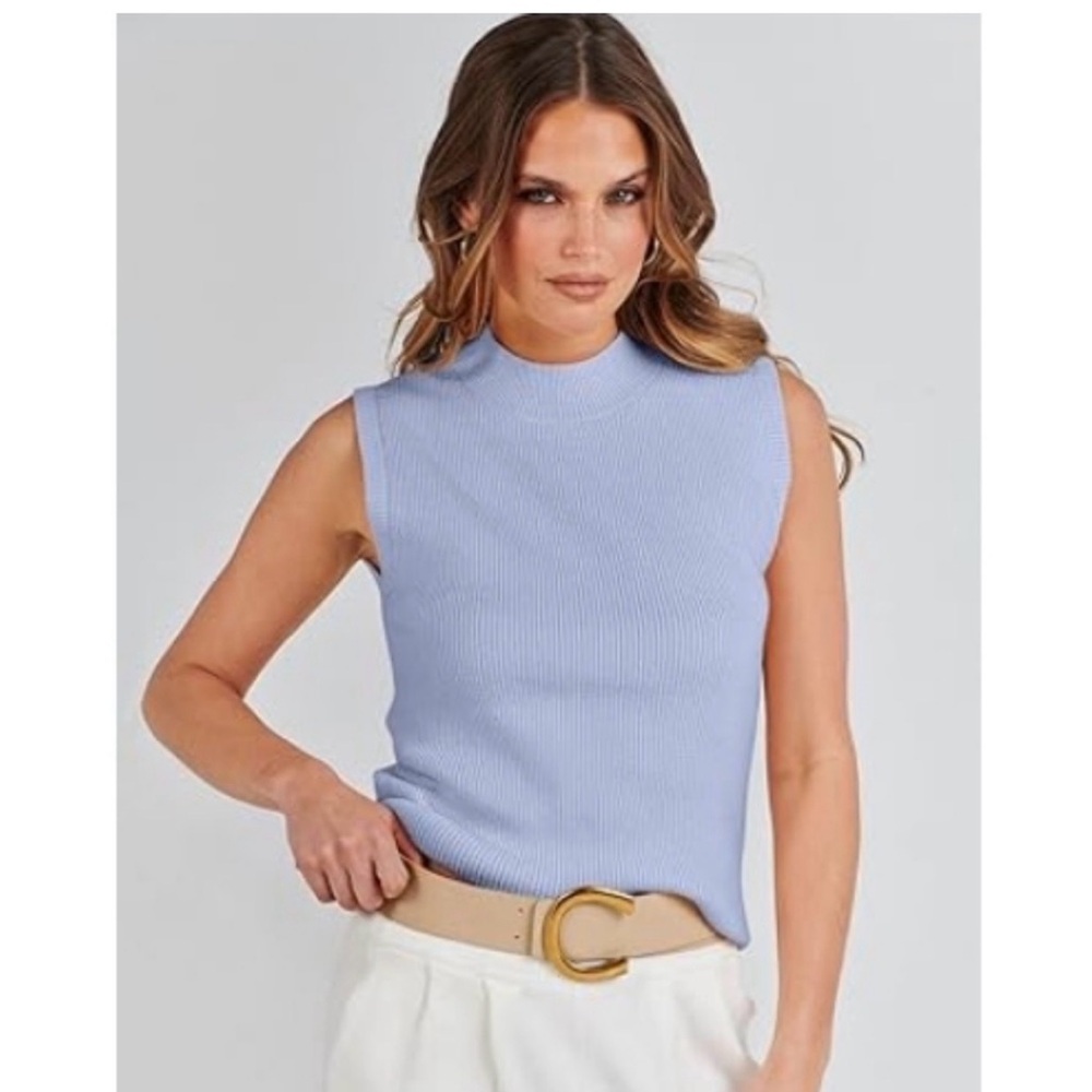 ANRABESS Sleeveless Gray Ribbed Sleeveless Sweater. Size Medium.
